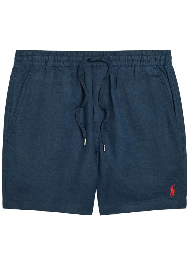 POLO RALPH LAUREN Logo-embroidered linen shorts