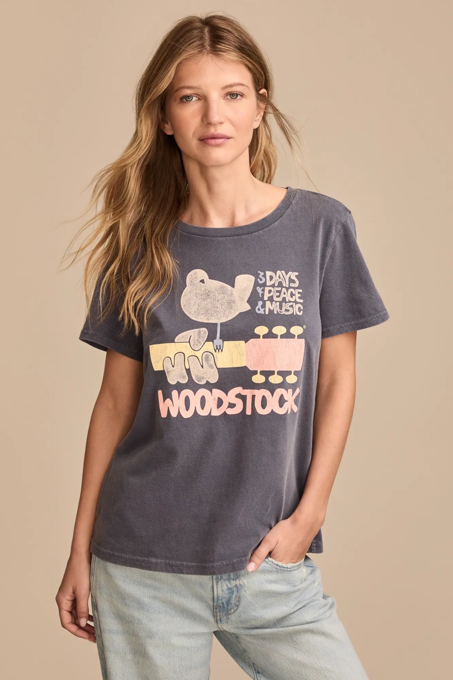Image of Lucky Brand Woodstock Peace And Music Classic Crew in Folkstone Gray