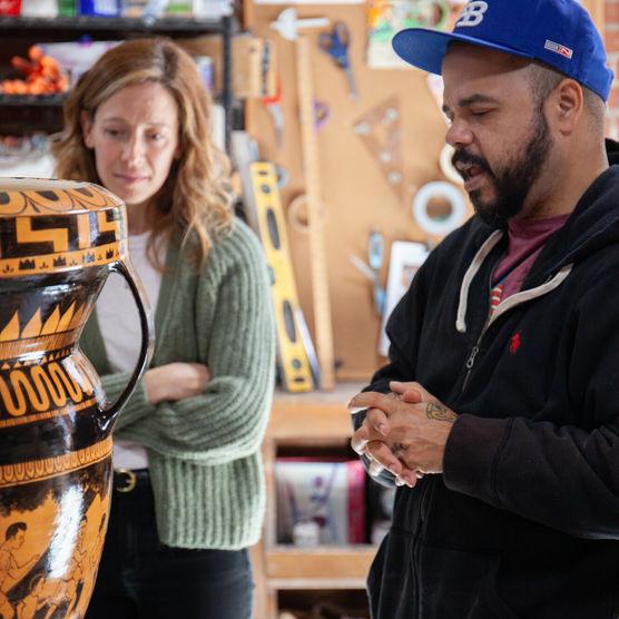 artist talks about vase