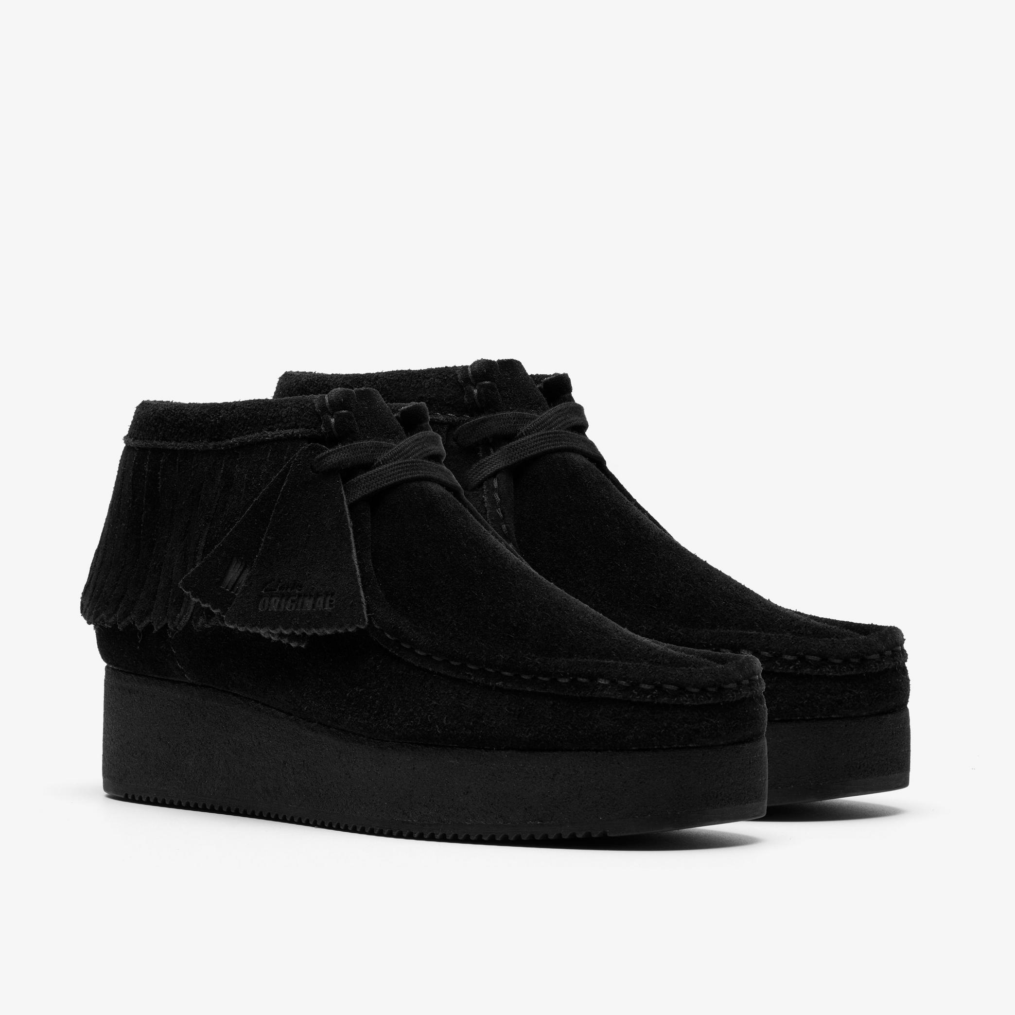 Shop Wallabee Wedge Fringe Black Suede