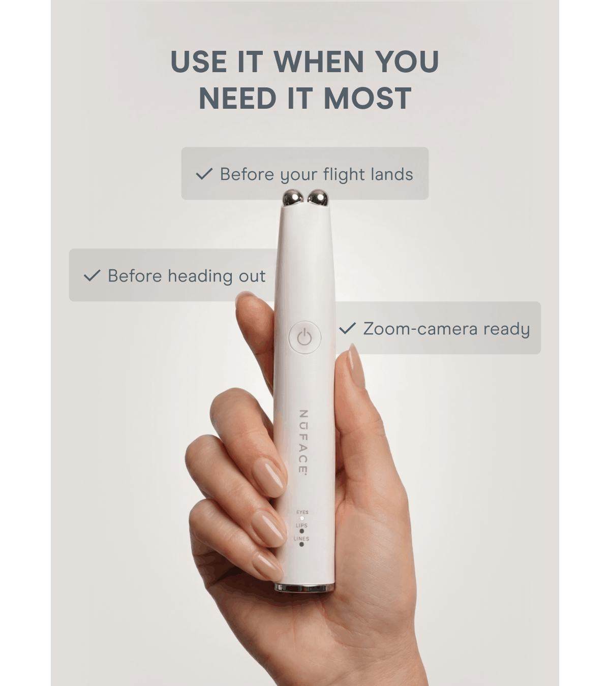 Use it when you need it most: Before your flight lands. Zoom-camera ready. Before heading out.