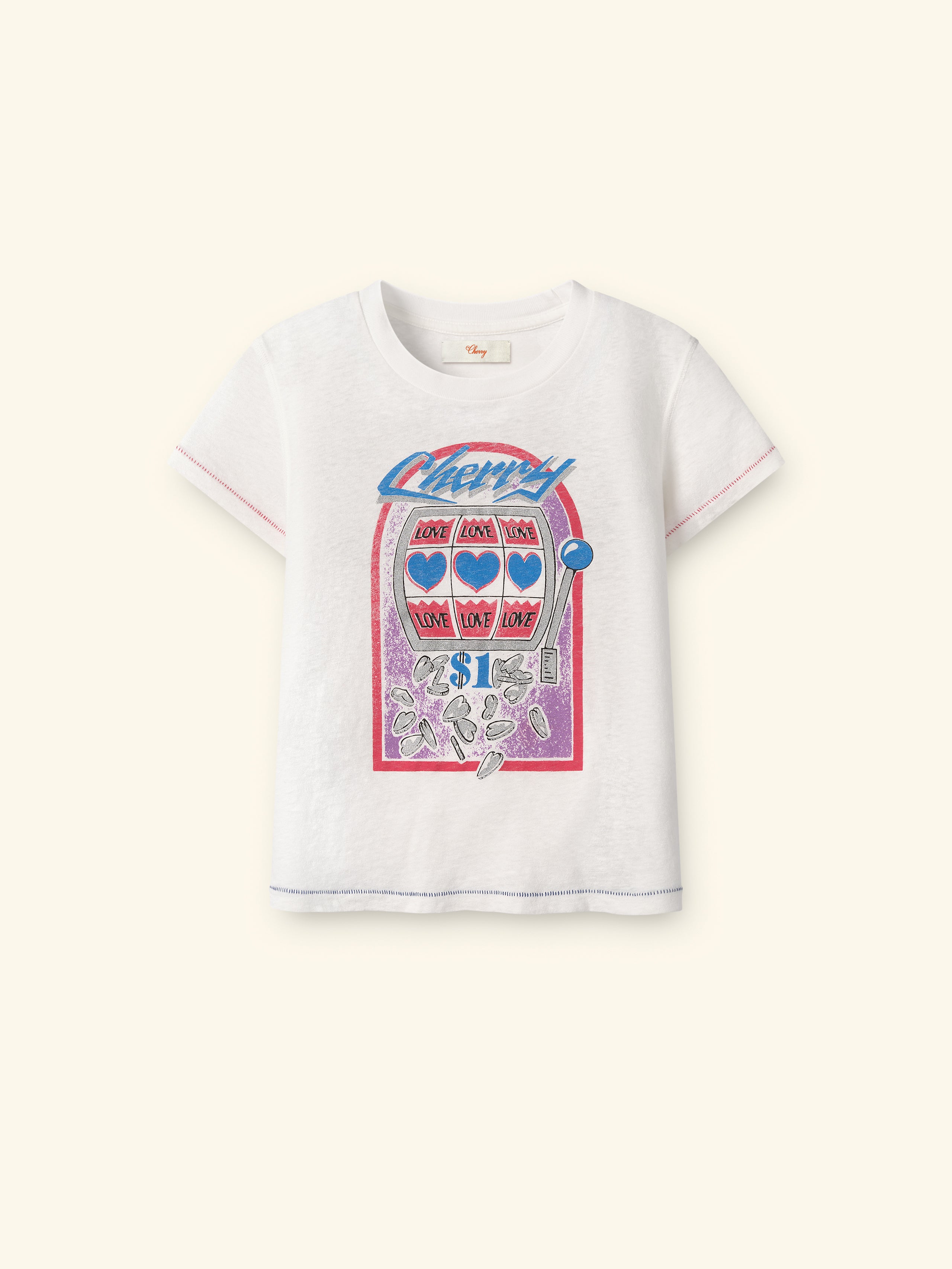 Image of Women's Slot Machine Fitted Baby Tee (Vintage White)