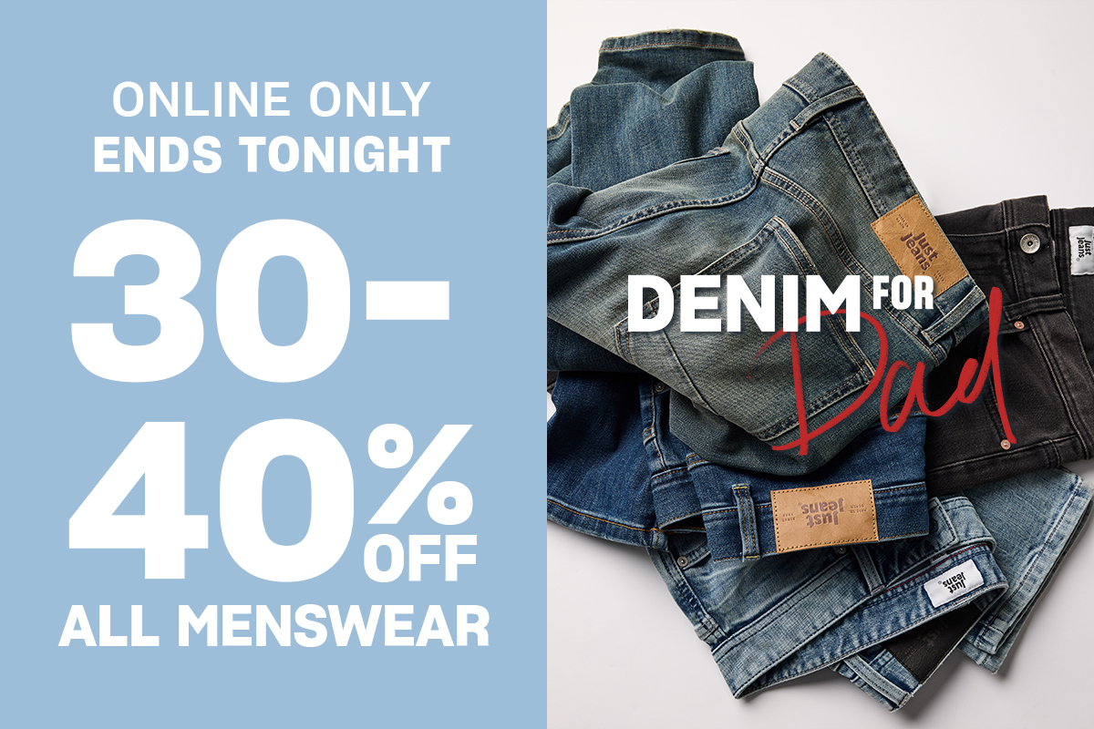Online Only. Ends Thursday. 30-40% Off All Menswear