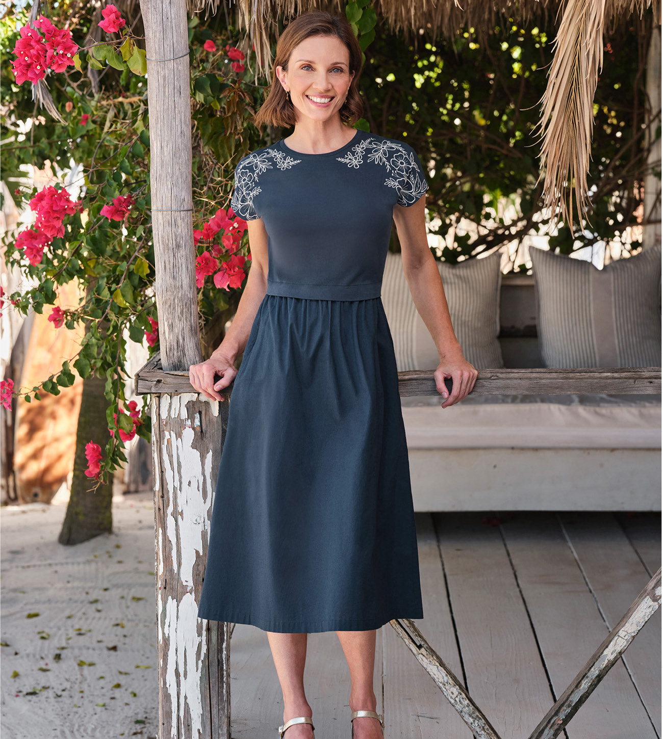 Mix Match Jersey Woven Dress