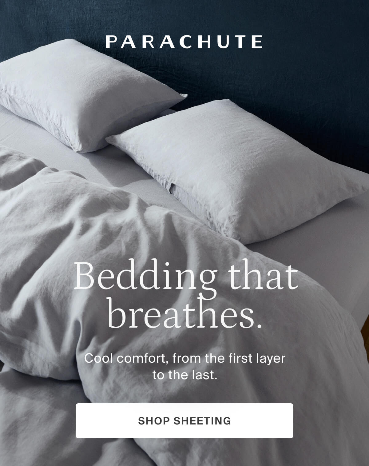 parachute, bedding that breathes, shop sheeting