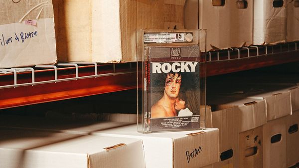 A VHS tape of ‘Rocky' at Heritage Auction, in Dallas, Texas