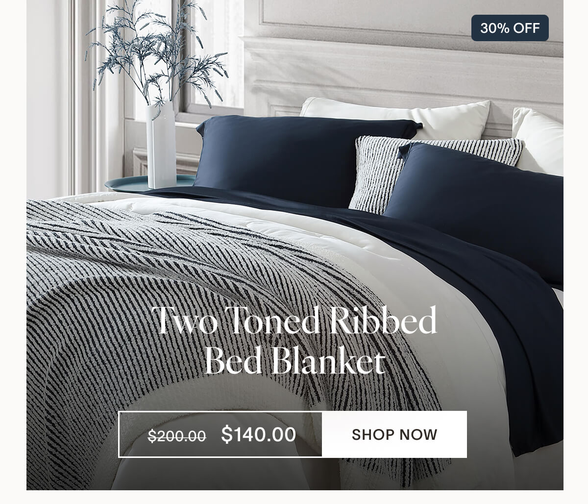 two-tone ribbed bed blanket. SHOP NOW
