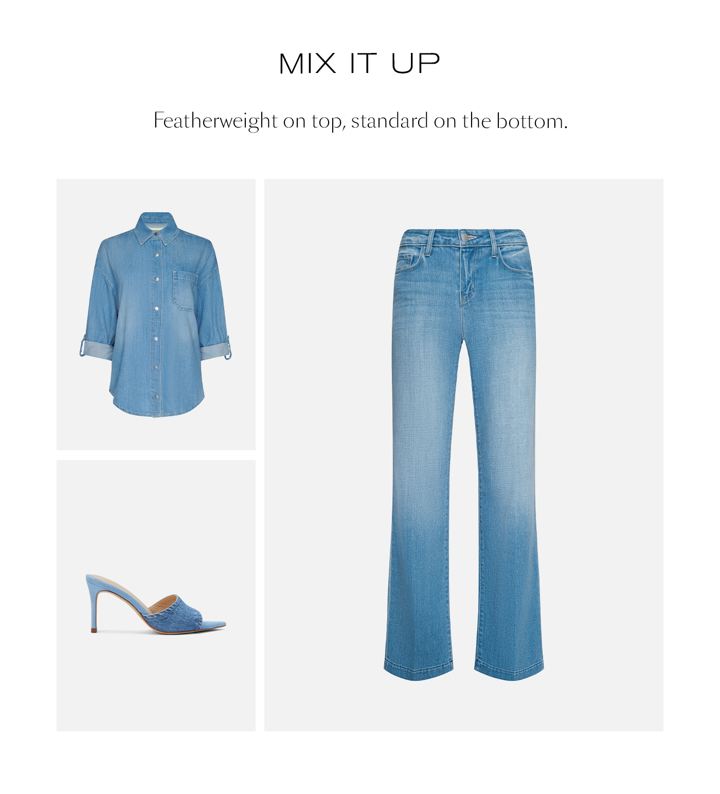 MIX IT UP  Featherweight on top, standard on the bottom.