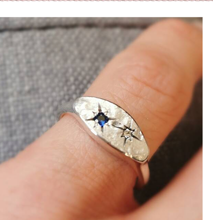 Personalised Universe Birthstone Couple Ring