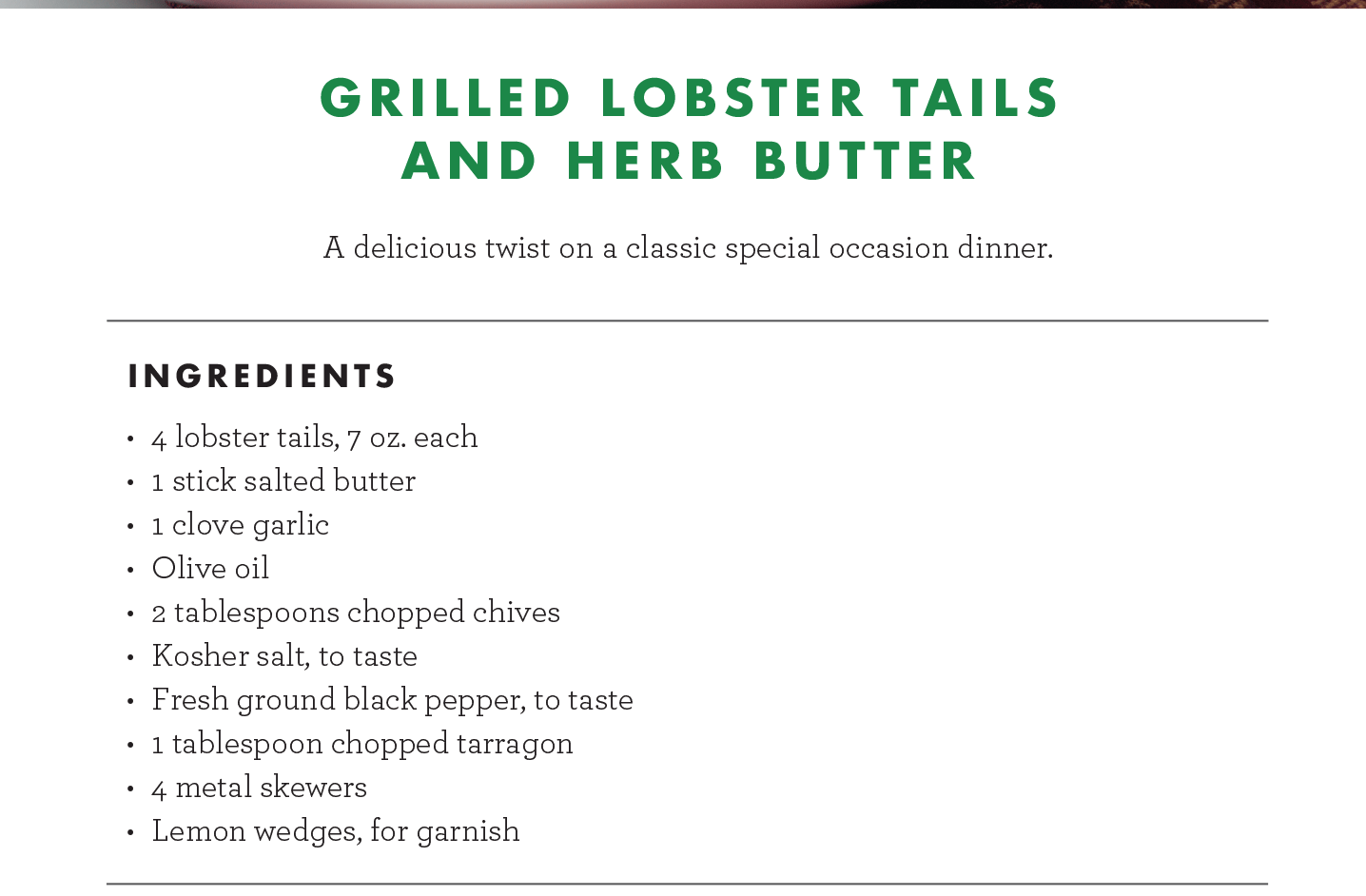 Click to Print Recipe: Grilled Lobster Tails and Herb Butter
