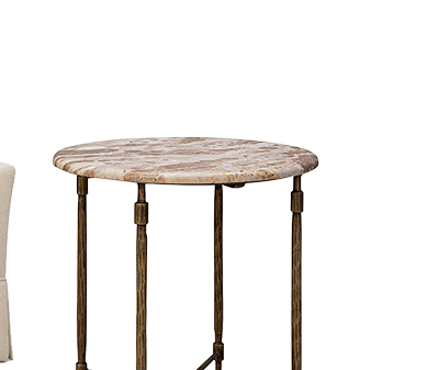 Carson French Country Marble Antique Brass Side Table
