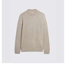 Oatmeal Merino-Blend Mock-Neck Jumper