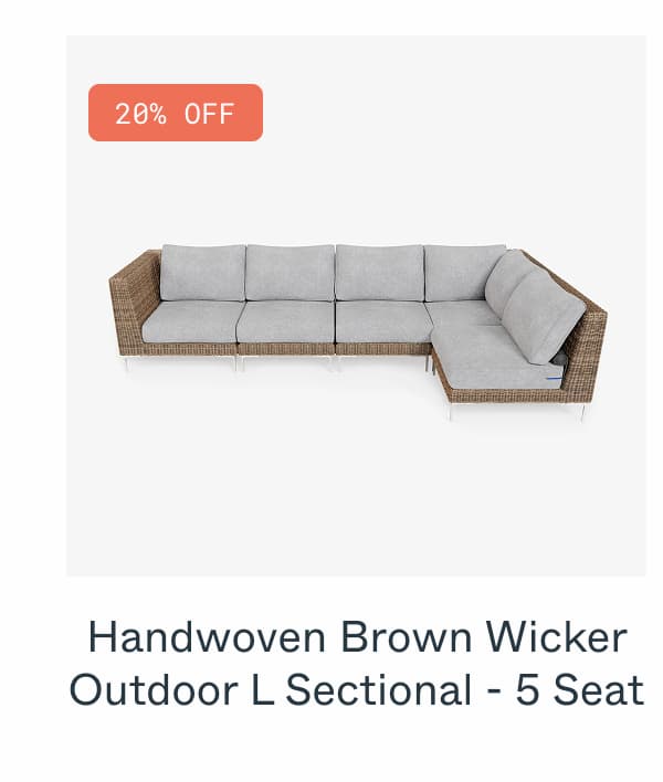 Handwoven Brown Wicker Outdoor L Sectional - 5 Seat