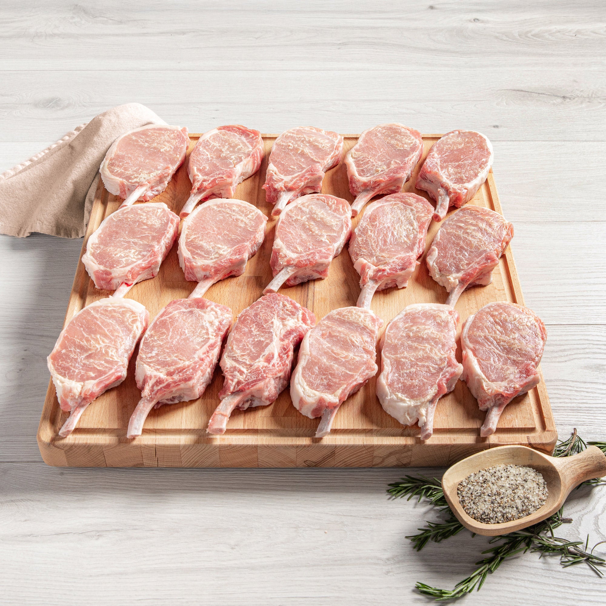 Rastelli’s Bone-In Premium Pork Rib Steak, (16/8 oz Per Steak), 16 Total Count, 8 lbs Total