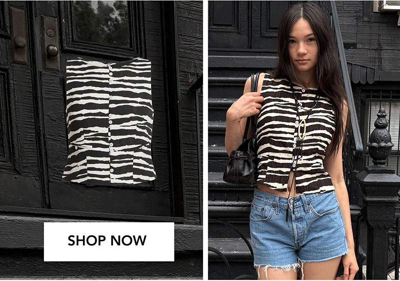 Zebra Lurex Stripe Button Front Top | SHOP NOW