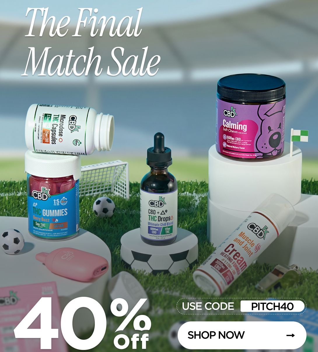 The Final Match Sale 40% OFF Use code PITCH40