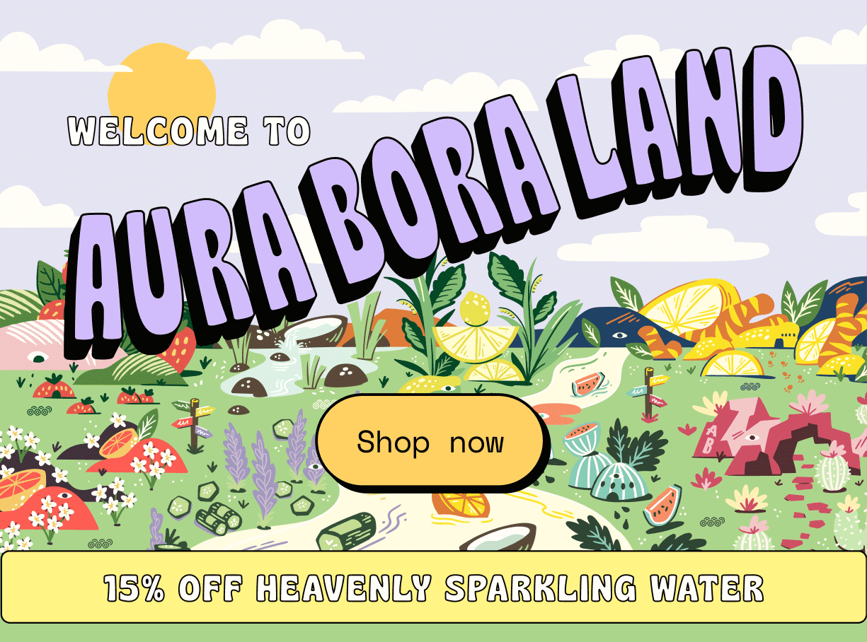 aura bora sparkling water welcome flow