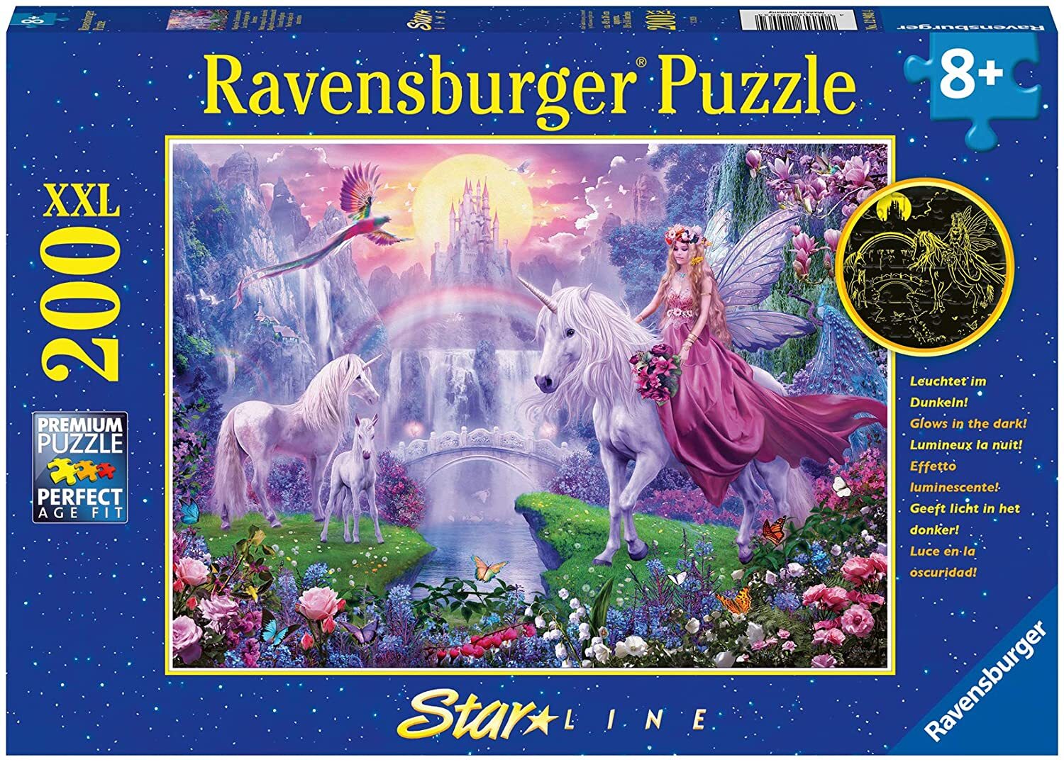 Image of Ravensburger Unicorn Kingdom Glow in the Dark Puzzle Puzzle 200 Piece