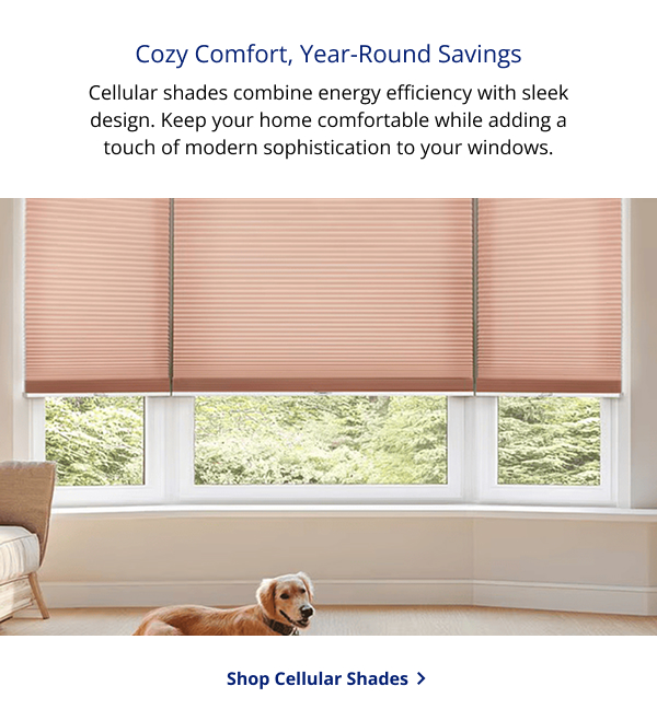 Cozy Comfort, Year-Round Savings | Cellular shades combine energy efficiency with sleek design. Keep your home comfortable while adding a touch of modern sophistication to your windows. | SHOP CELLULAR SHADES >