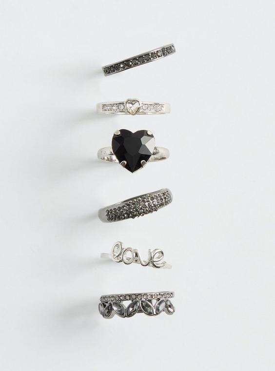 Heart Pave Ring Set