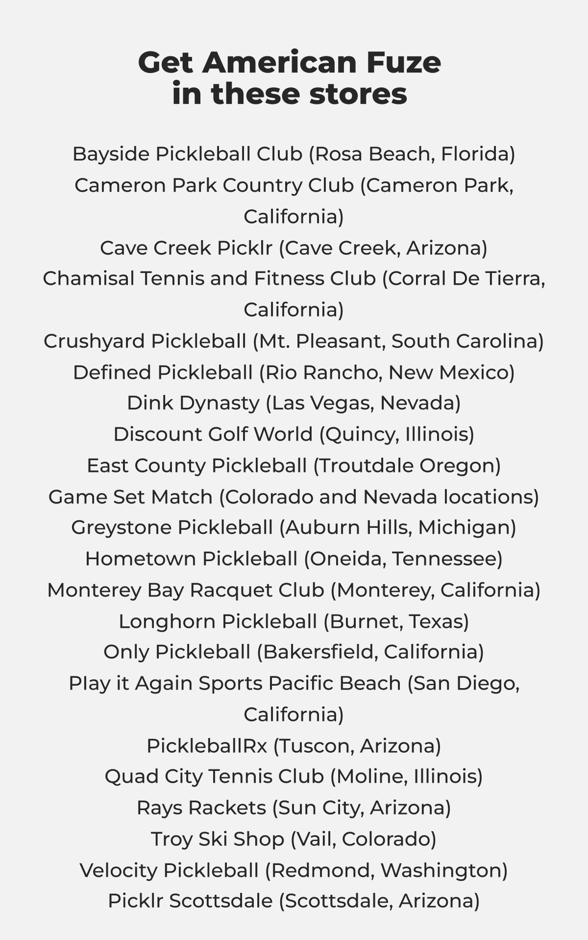 Get American Fuze in these stores