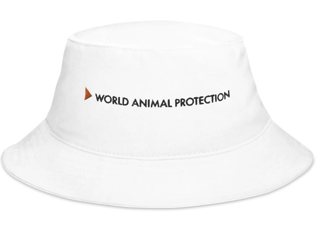 World Animal Protection white cotton bucket hat.