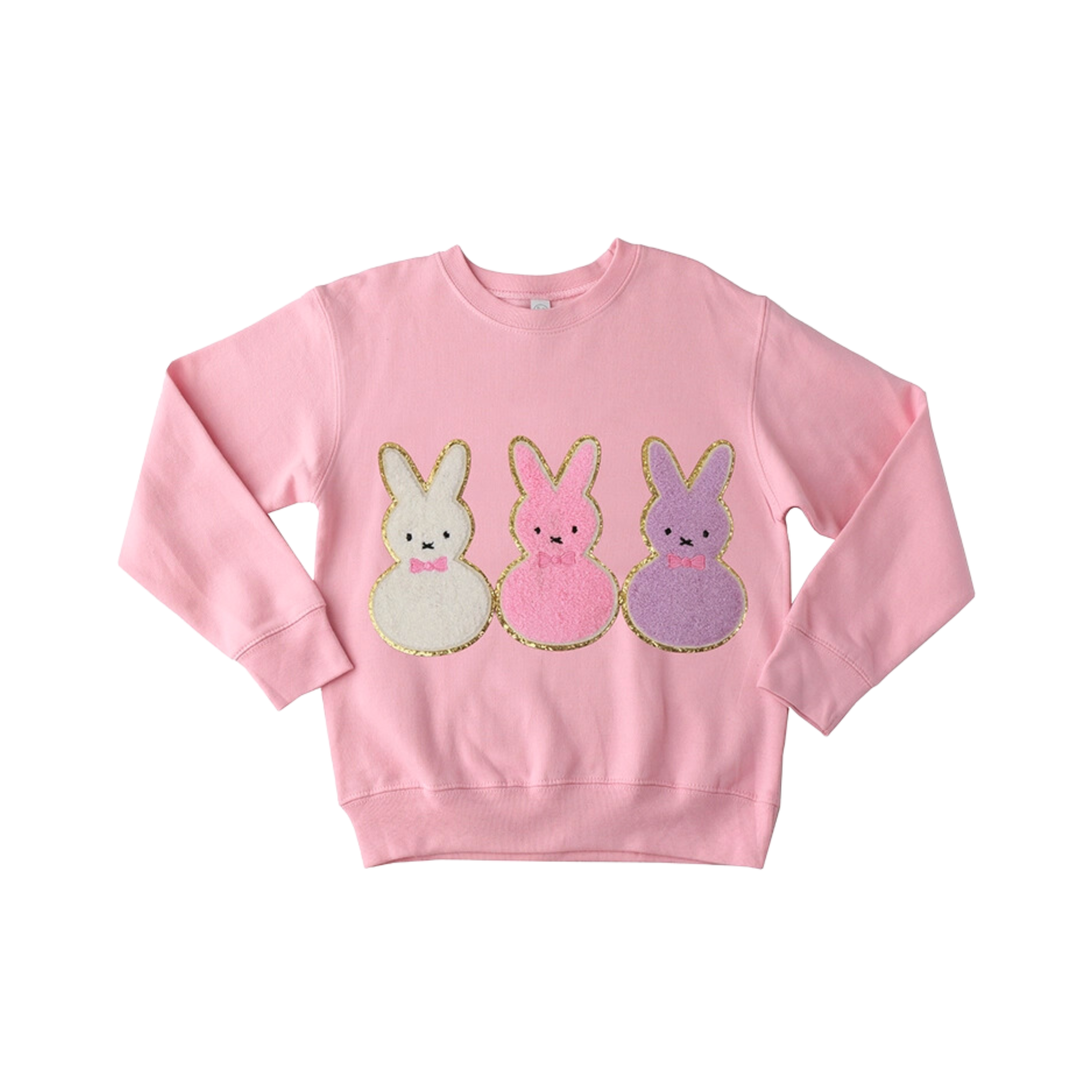 Image of Chenille Bunny Trio Sweatshirt - Pink
