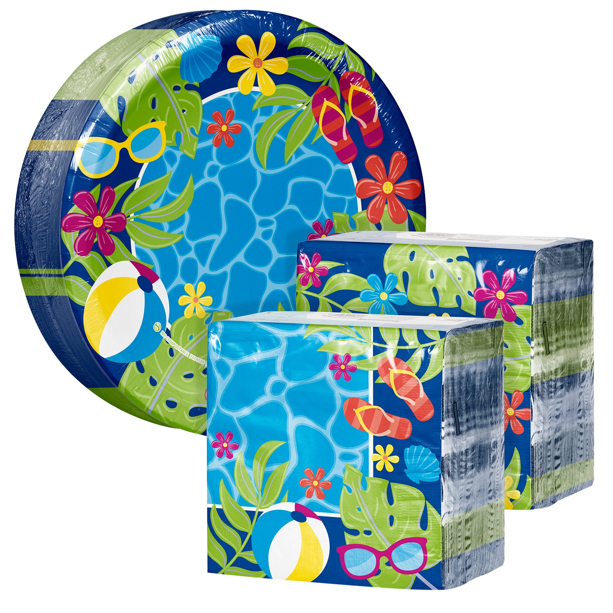 Artstyle Paper Plate and Napkin Bundle, Summer Sun, 200-Count