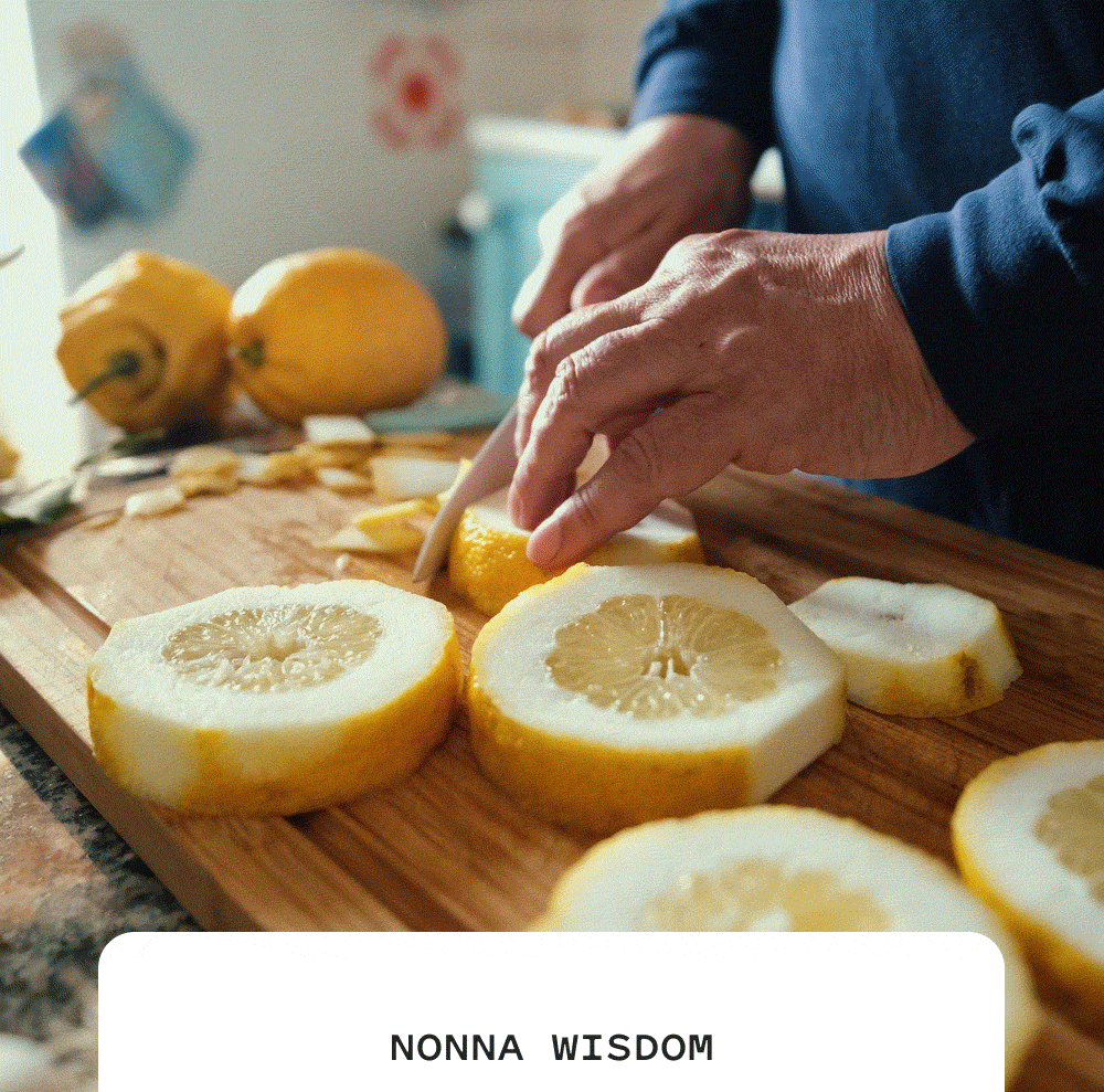 Animated GIF of Lemon Salad scene from Nonna Wisdom - Salina