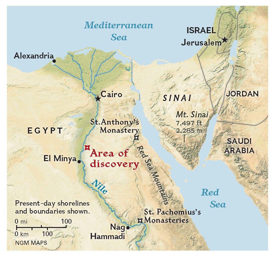A map shows the location of where the Gospel of Judas was discovered along the Nile in Egypt.&nbsp;