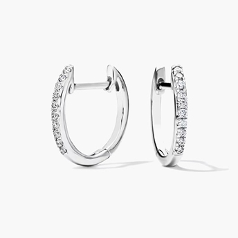 Diamond Huggie Hoop Earrings in 14K White Gold