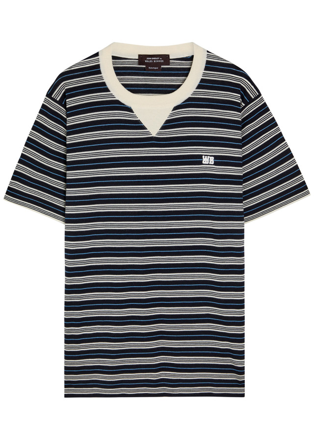 WALES BONNER Song striped fine-knit wool-blend T-shirt
