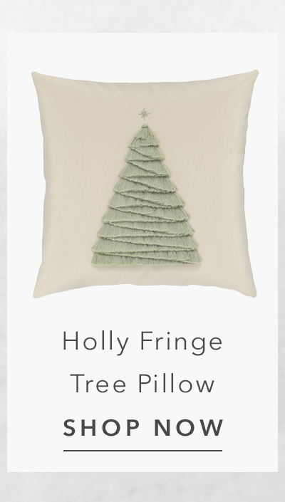 Holly Modern Classic Cream Velvet Sage Fringe Tree Performance Throw Pillow