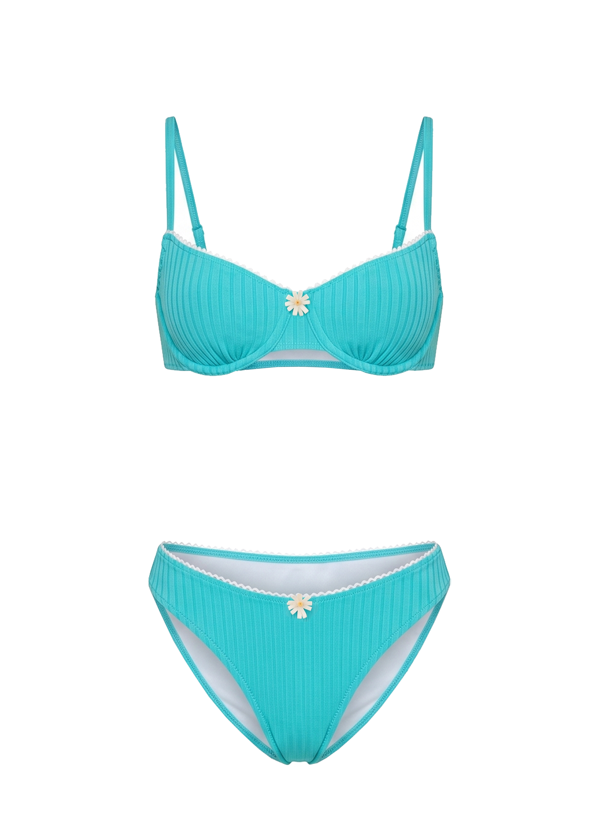 flat image of aqua blue bikini