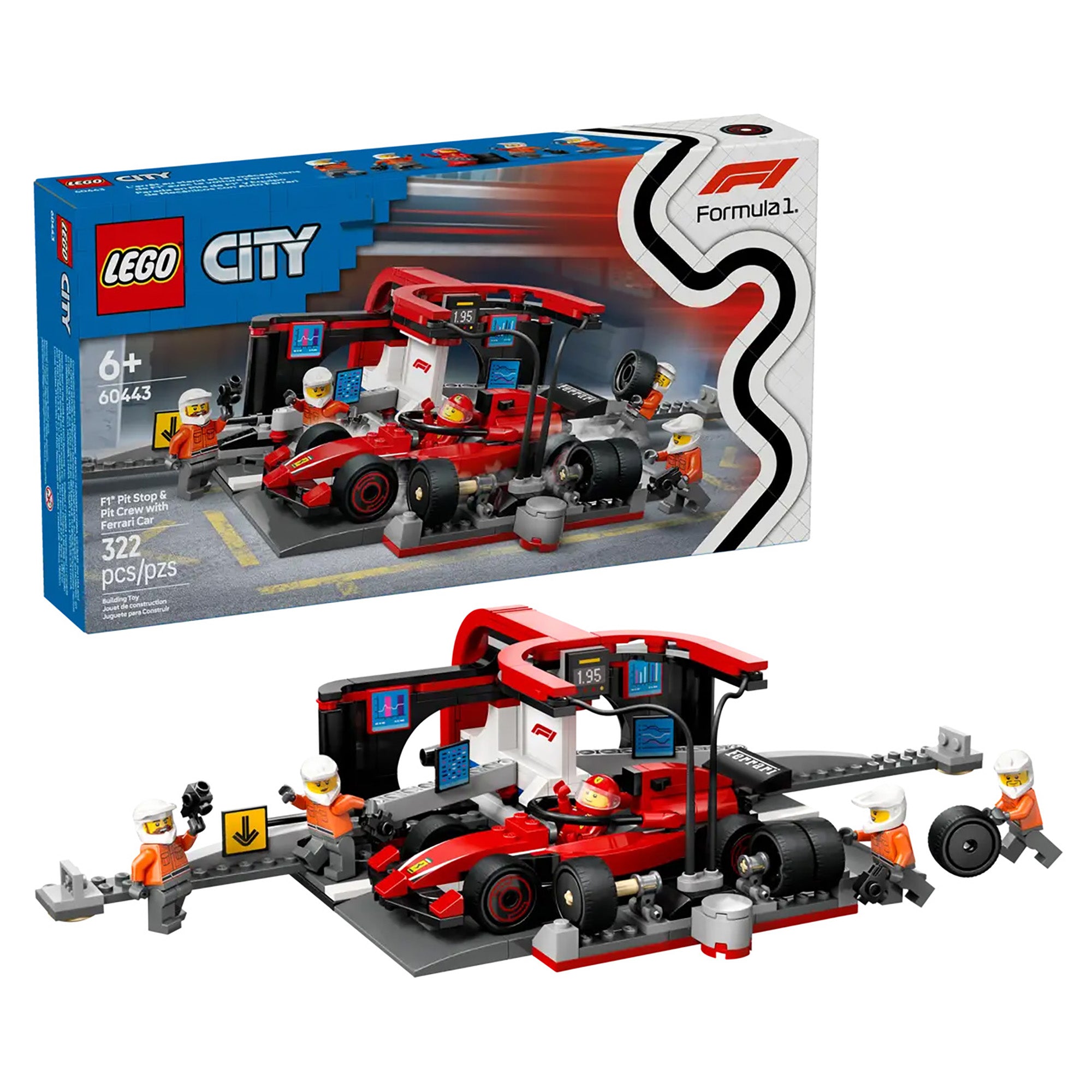 Image of LEGO City F1 Pit Stop & Pit Crew with Ferrari Car 60443