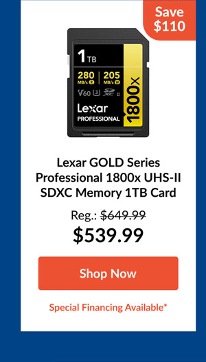 Lexar GOLD Series Professional 1800x UHS-II SDXC Memory 1TB Card
