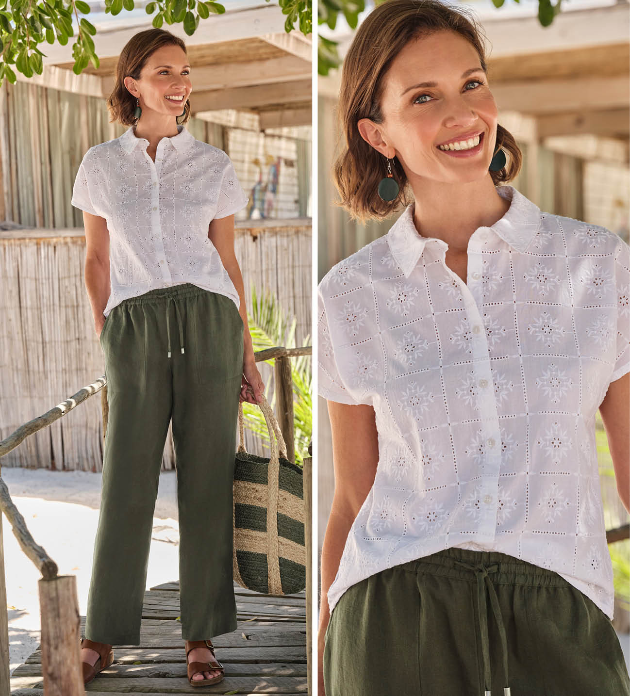 Tapered Leg Linen Trousers