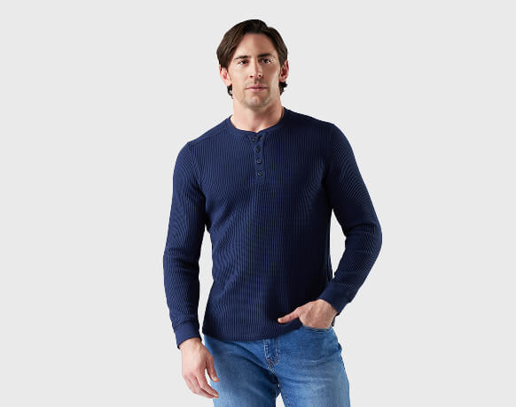 Men's Waffle Long Sleeve Henley
