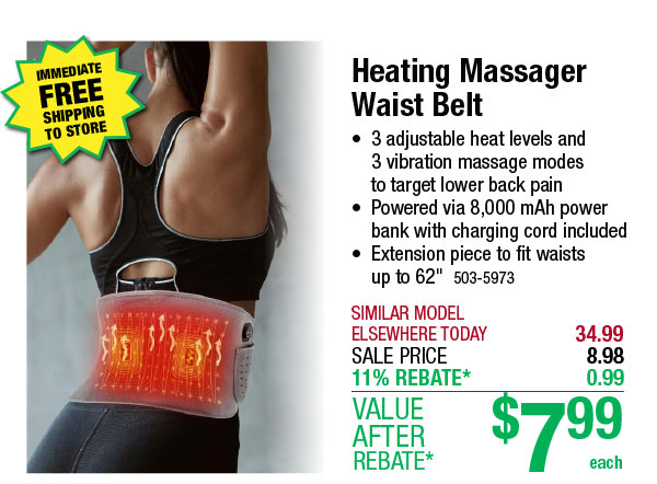 Heating Massager Waist Belt - ONLY $7.99 After Rebate*!