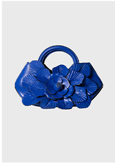 Signature Leather Mini Floral Handbag in Ultrablue