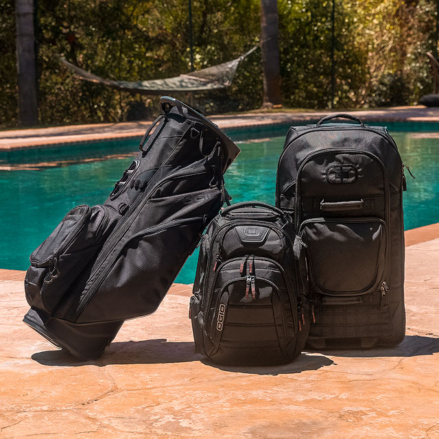 summer travel sale golf bag, backpack, and luggage