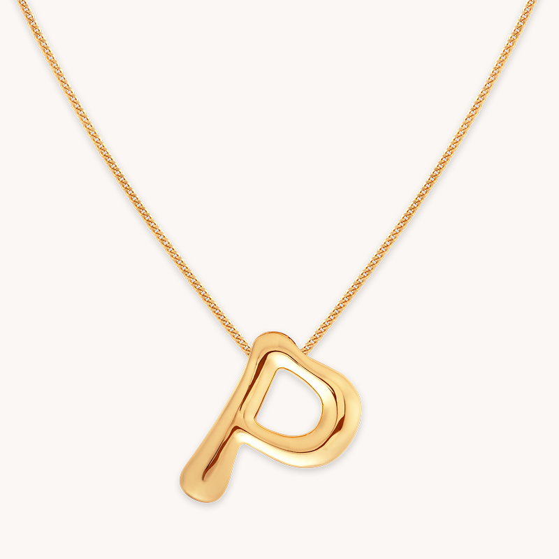 Initial Bold Pendant Necklace in Gold