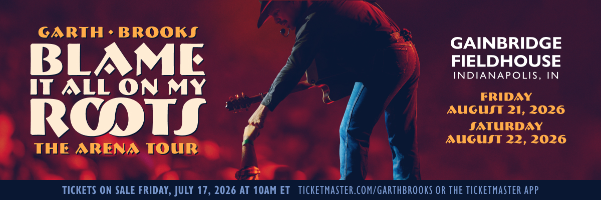 Garth Brooks kicks off the Blame It All On My Roots Tour at Gainbridge Fieldhouse on Friday, August 21 and Saturday, August 22. Tickets go on sale Friday, July 17 at 10AM ET!