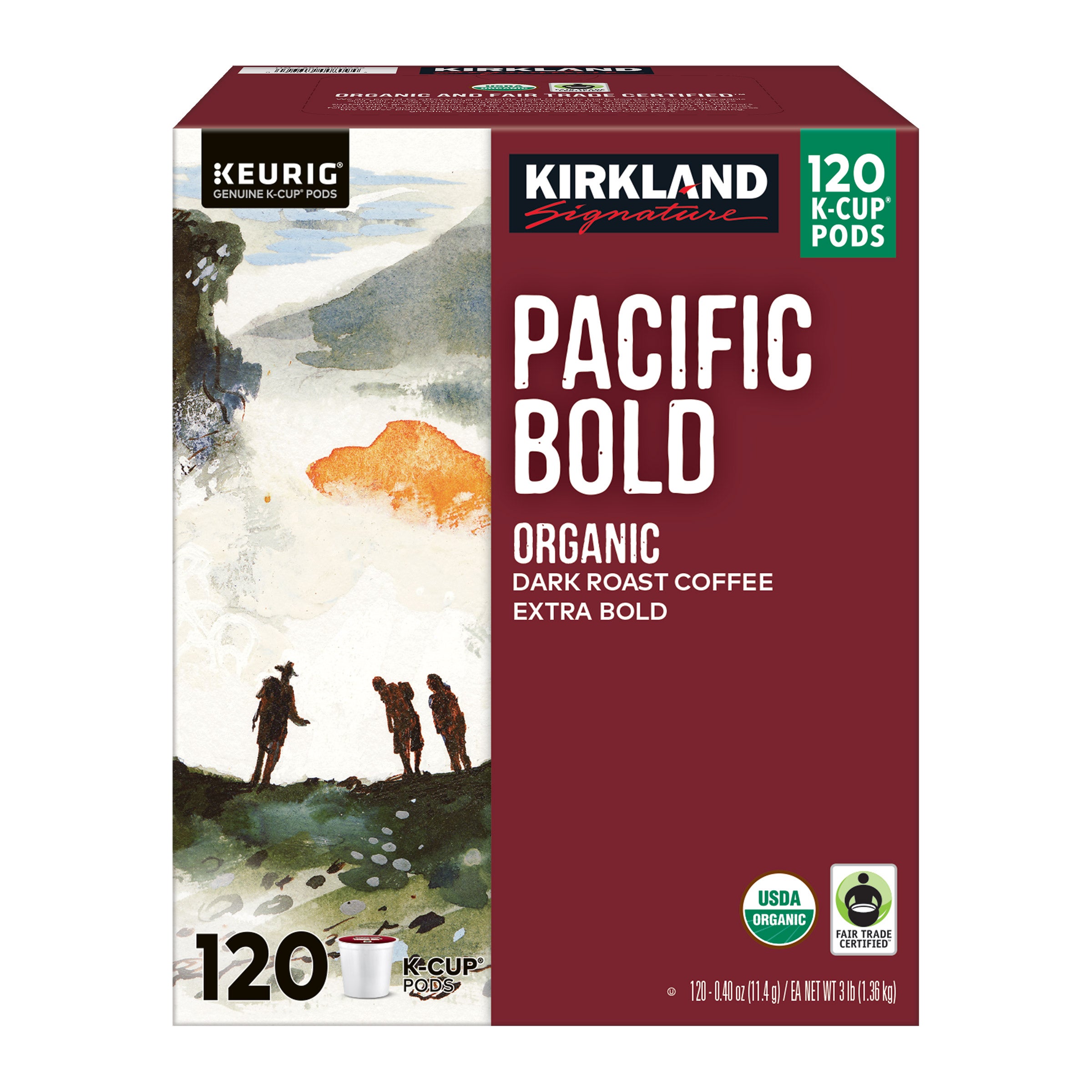 Kirkland Signature Coffee Organic Pacific Bold K-Cup Pod, 120-Count