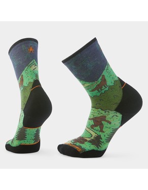 Trail Run Neature Print Crew Socks-Twilight Blue / L