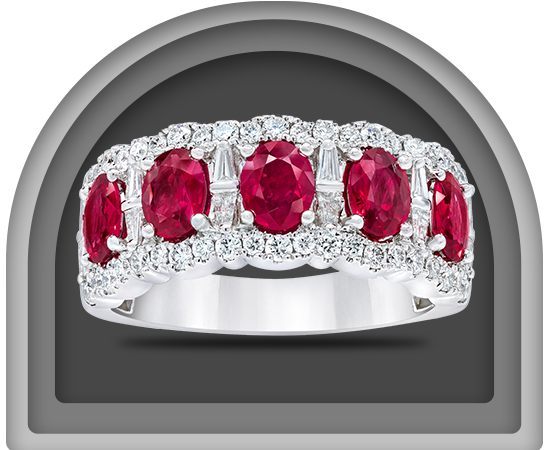 Ruby and Diamond 14kt White Gold Ring