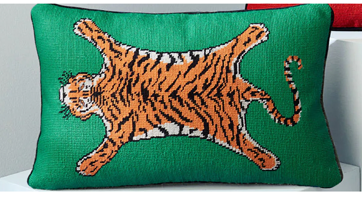 Tiger Needlepoint Pillow