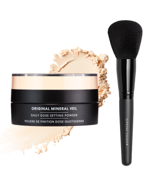 Original mineral veil daily dose setting powder and supreme finisher brush