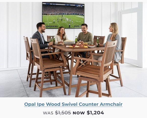 Opal Ipe Wood Swivel Counter Armchair