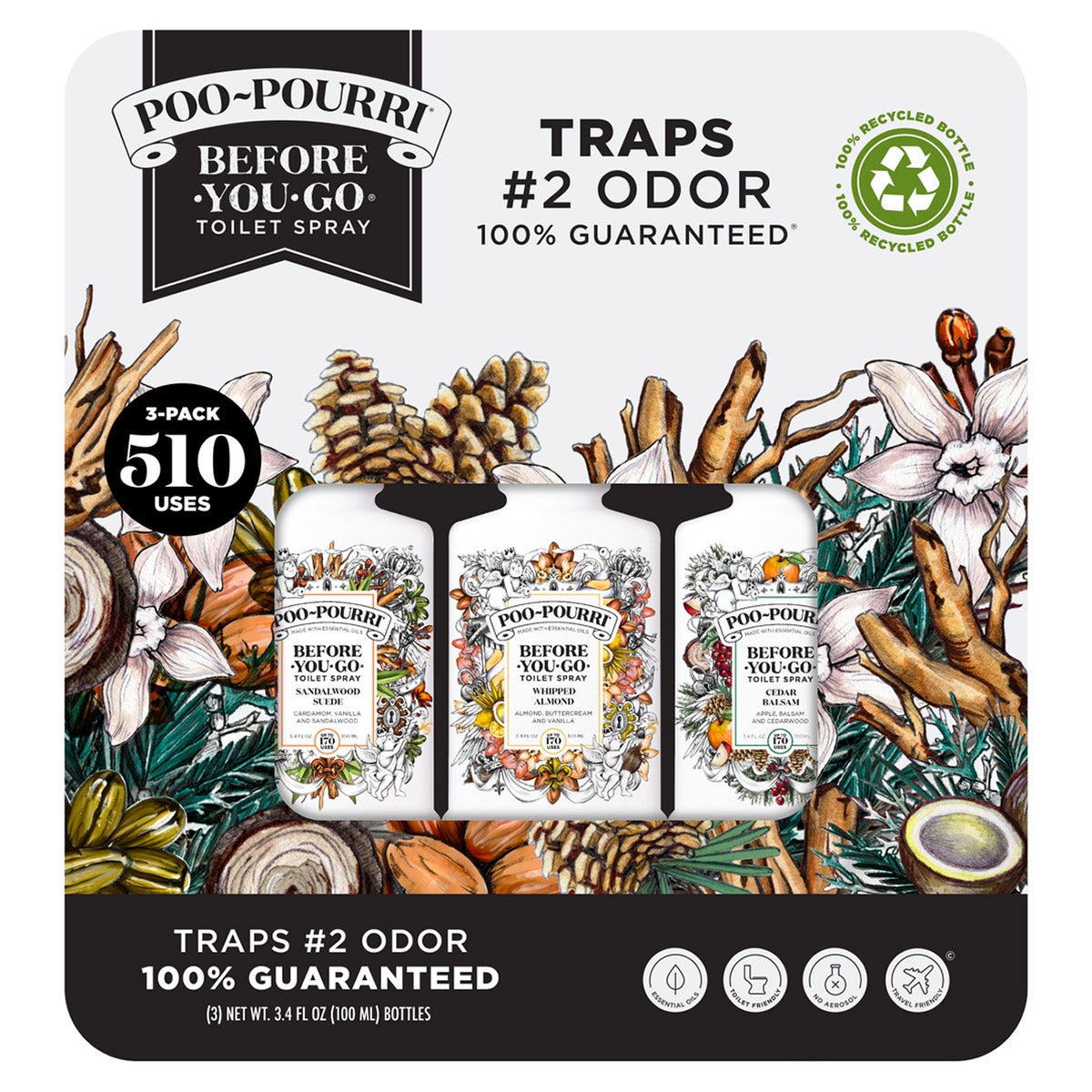 Poo-Pourri Toilet Spray, Variety Pack, 3.4 fl oz, 3-Count